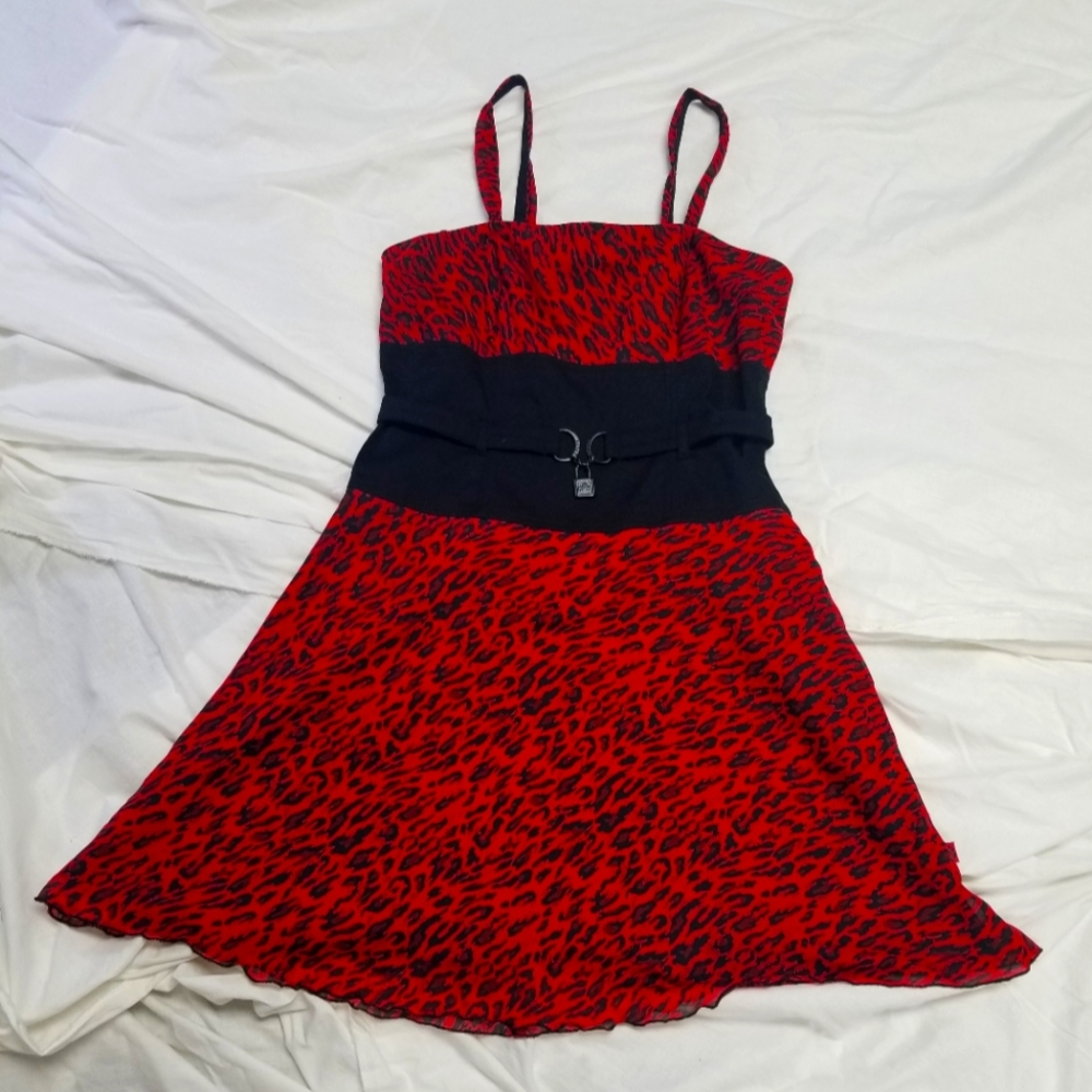 Vintage y2k Tripp NYC Red Leopard Lock Dress